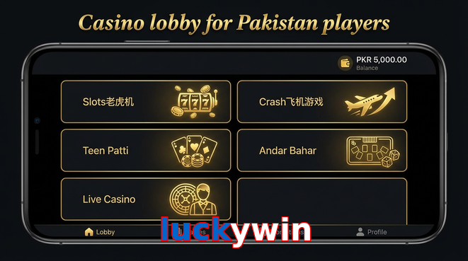 Lobby view of Luckywin for Pakistan users